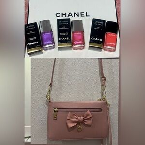 Chanel 2025 Limited Edition 3 piece Nail Polish & Leather Wristlet/Crossbody Bag